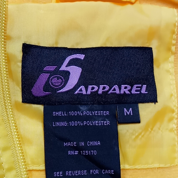 J5 Apparel Jacket Women's Size Medium Yellow Zippered Hoodie Rain Jacket - Picture 3 of 4